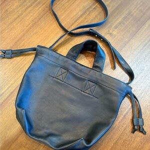 Madewell Black Leather Tote Bag